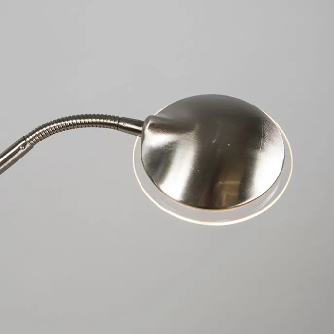 Moderne Stehleuchte Stahl mit Leselampe inkl. LED - Eva