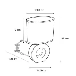 Moderne Tischlampe in Beige mit Stahl - Tohu