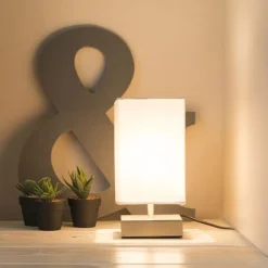 Moderne Tischlampe weiß mit Stahl - Milo