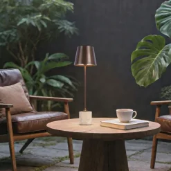 Moderne Tischleuchte Dunkelbronze 37cm inkl. LED Dimmbar IP54 Wiederaufladbar - Topi