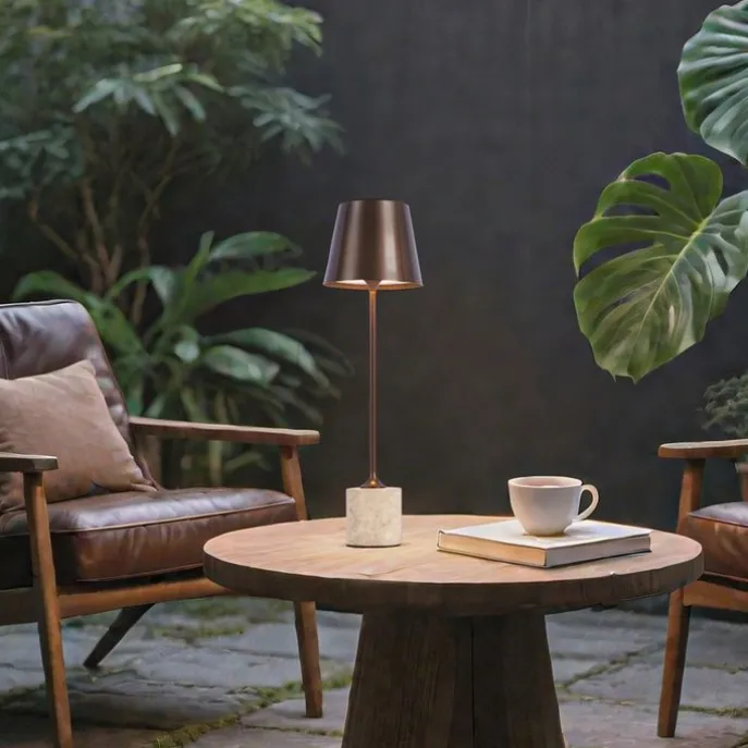 Moderne Tischleuchte Dunkelbronze 37cm inkl. LED Dimmbar IP54 Wiederaufladbar - Topi