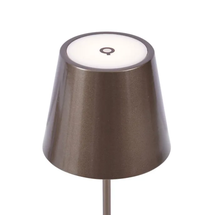 Moderne Tischleuchte Dunkelbronze 37cm inkl. LED Dimmbar IP54 Wiederaufladbar - Topi
