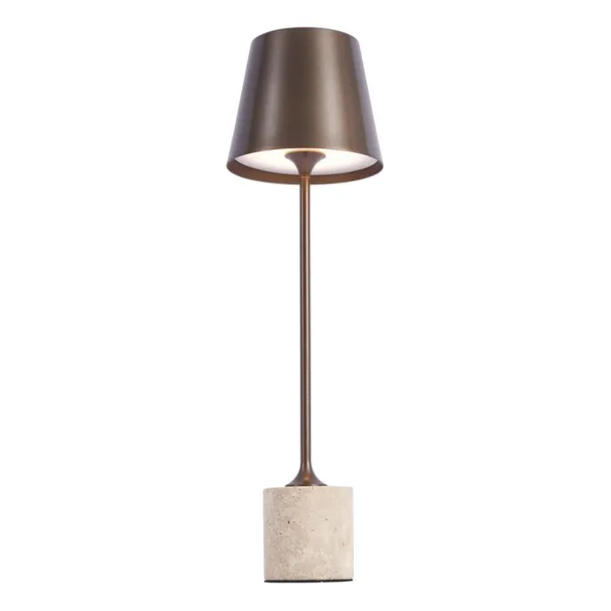 Moderne Tischleuchte Dunkelbronze 37cm inkl. LED Dimmbar IP54 Wiederaufladbar - Topi