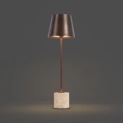 Moderne Tischleuchte Dunkelbronze 37cm inkl. LED Dimmbar IP54 Wiederaufladbar - Topi