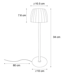 Moderne Tischleuchte grau 3-stufig dimmbar wiederaufladbar - Dolce