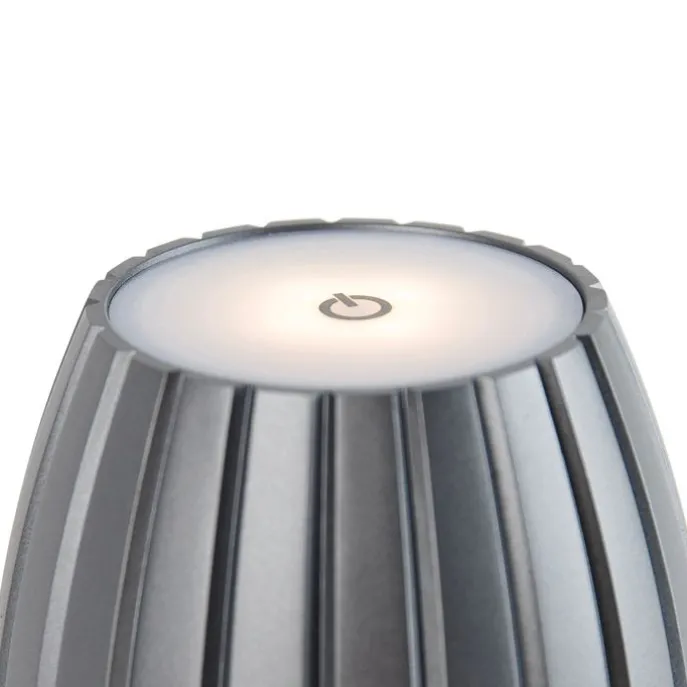 Moderne Tischleuchte grau 3-stufig dimmbar wiederaufladbar - Dolce