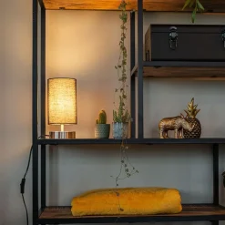 Moderne Tischleuchte schwarz mit Stahl - Milo 2