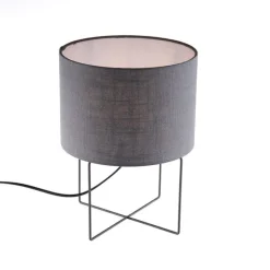 Moderne Tischleuchte schwarz mit grauem Schirm - Hina