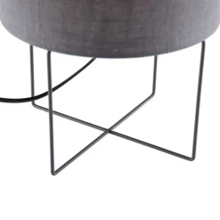 Moderne Tischleuchte schwarz mit grauem Schirm - Hina