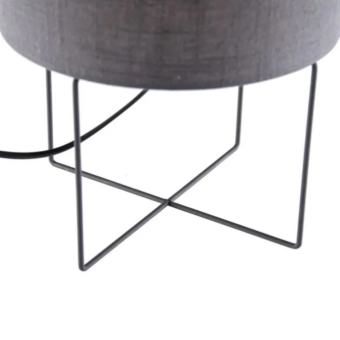 Moderne Tischleuchte schwarz mit grauem Schirm - Hina