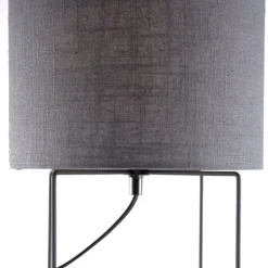 Moderne Tischleuchte schwarz mit grauem Schirm - Hina