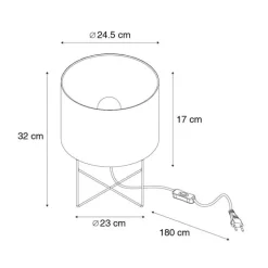 Moderne Tischleuchte schwarz mit grauem Schirm - Hina
