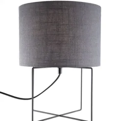 Moderne Tischleuchte schwarz mit grauem Schirm - Hina