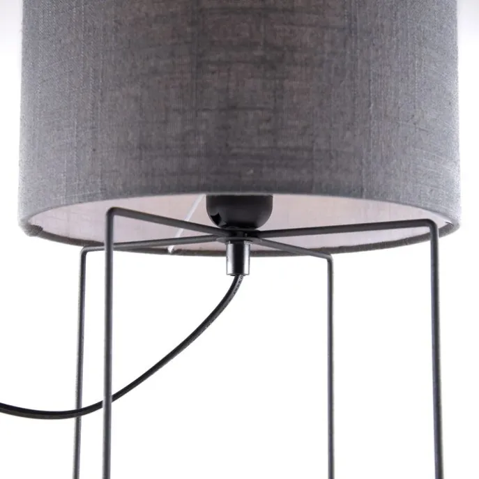 Moderne Tischleuchte schwarz mit grauem Schirm - Hina