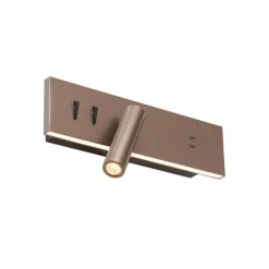 Moderne Wandleuchte Dunkelbronze Verstellbar mit USB-C inkl. LED - Modric