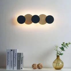 Moderne Wandleuchte Schwarz mit Gold inkl. LED 3-Stufen-Dimmbar 5-Licht - Sunrise 3