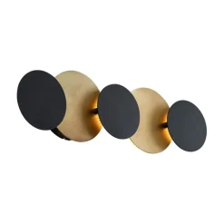 Moderne Wandleuchte Schwarz mit Gold inkl. LED 3-Stufen-Dimmbar 5-Licht - Sunrise 3