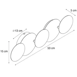 Moderne Wandleuchte Schwarz mit Gold inkl. LED 3-Stufen-Dimmbar 5-Licht - Sunrise 3