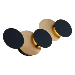 Moderne Wandleuchte Schwarz mit Gold inkl. LED 3-Stufen-Dimmbar 5-Licht - Sunrise 3