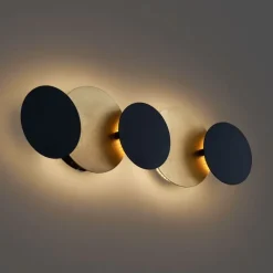 Moderne Wandleuchte Schwarz mit Gold inkl. LED 3-Stufen-Dimmbar 5-Licht - Sunrise 3