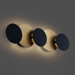 Moderne Wandleuchte Schwarz mit Gold inkl. LED 3-Stufen-Dimmbar 5-Licht - Sunrise 3