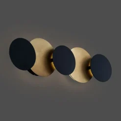 Moderne Wandleuchte Schwarz mit Gold inkl. LED 3-Stufen-Dimmbar 5-Licht - Sunrise 3