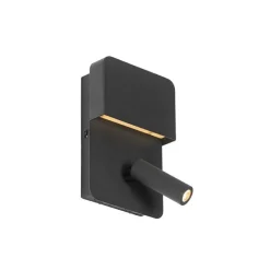 Moderne Wandleuchte schwarz inkl. LED mit USB und Leselampe - Robin