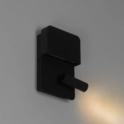 Moderne Wandleuchte schwarz inkl. LED mit USB und Leselampe - Robin