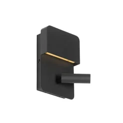 Moderne Wandleuchte schwarz inkl. LED mit USB und Leselampe - Robin
