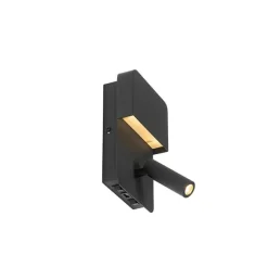 Moderne Wandleuchte schwarz inkl. LED mit USB und Leselampe - Robin