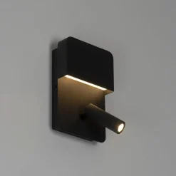 Moderne Wandleuchte schwarz inkl. LED mit USB und Leselampe - Robin
