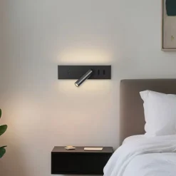 Moderne Wandleuchte Schwarz Verstellbar mit USB-C inkl. LED - Modric