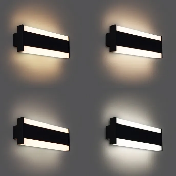 Moderne Wandleuchte schwarz 30cm inkl. LED CCT IP54 - Vanya