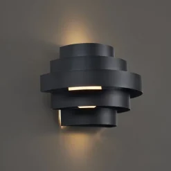 Moderne Wandleuchte schwarz inkl. LED 3-Stufen-Dimmbar - Lines