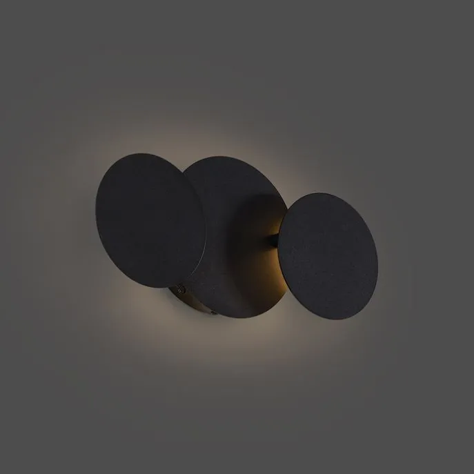 Moderne Wandleuchte Schwarz inkl. LED 3-Stufen Dimmbar 3-Lichter - Sunrise