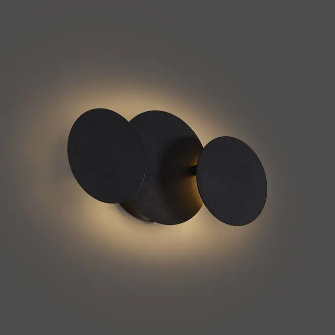 Moderne Wandleuchte Schwarz inkl. LED 3-Stufen Dimmbar 3-Lichter - Sunrise