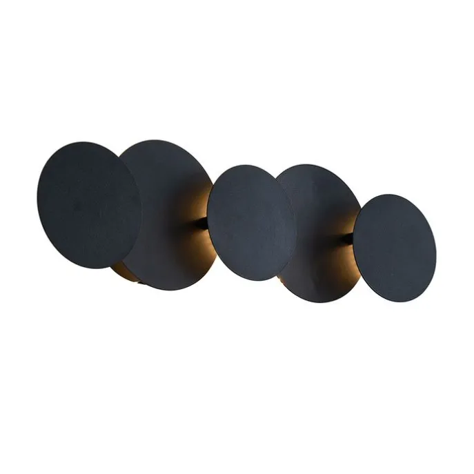 Moderne Wandleuchte Schwarz inkl. LED 3-Stufen-Dimmbar 5-Lichter - Sunrise