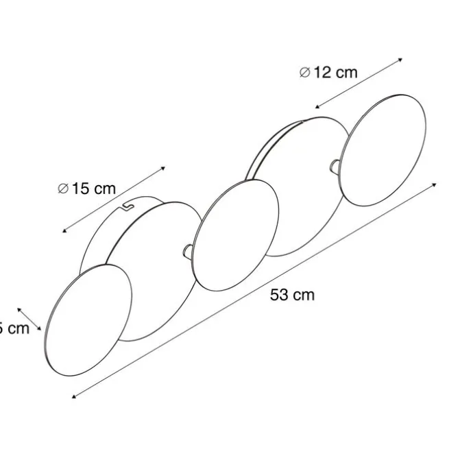 Moderne Wandleuchte Schwarz inkl. LED 3-Stufen-Dimmbar 5-Lichter - Sunrise