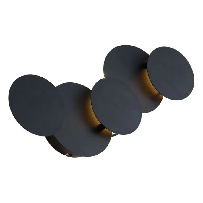 Moderne Wandleuchte Schwarz inkl. LED 3-Stufen-Dimmbar 5-Lichter - Sunrise