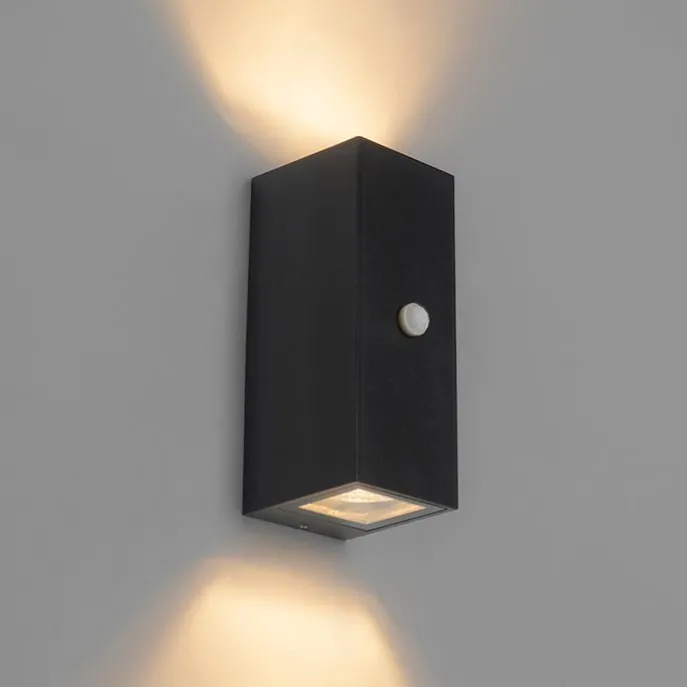 Moderne Wandleuchte schwarz IP44 mit Bewegungsmelder - Baleno II