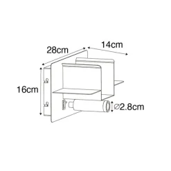 Moderne Wandleuchte schwarz inkl. LED mit USB - Thijs