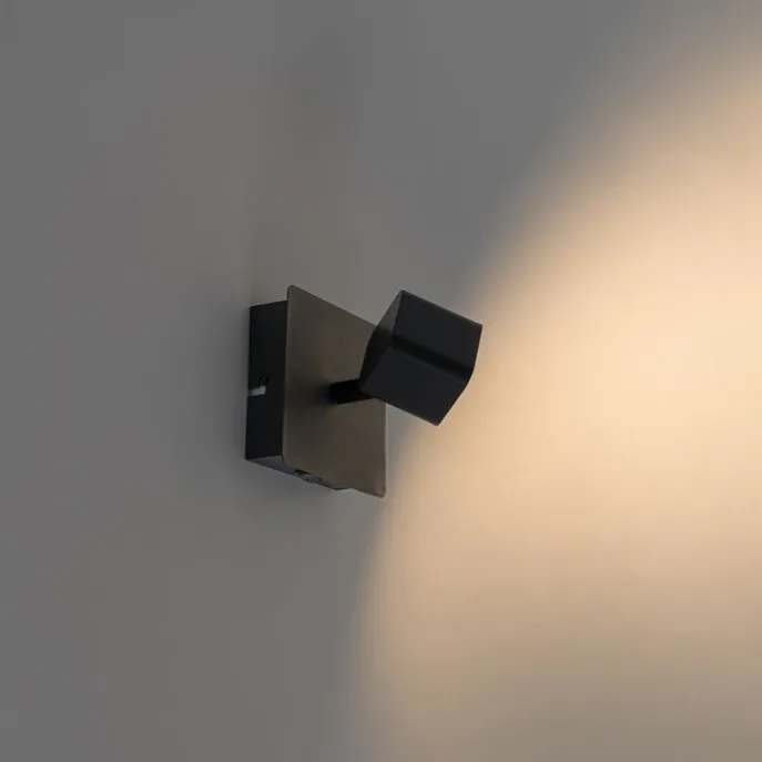 Moderne Wandleuchte schwarz inkl. LED mit Schalter - Nola