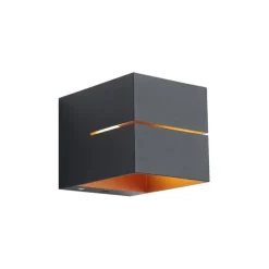 Moderne Wandleuchte schwarz mit goldener Innenseite inkl. LED und Touch-Dimmer wiederaufladbar - Joris Groove
