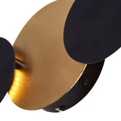 Moderne Wandleuchte Schwarz mit Gold inkl. LED 3-Stufen-Dimmbar 3-Lichter - Sunrise 3