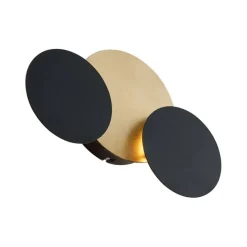 Moderne Wandleuchte Schwarz mit Gold inkl. LED 3-Stufen-Dimmbar 3-Lichter - Sunrise 3