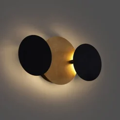 Moderne Wandleuchte Schwarz mit Gold inkl. LED 3-Stufen-Dimmbar 3-Lichter - Sunrise 3