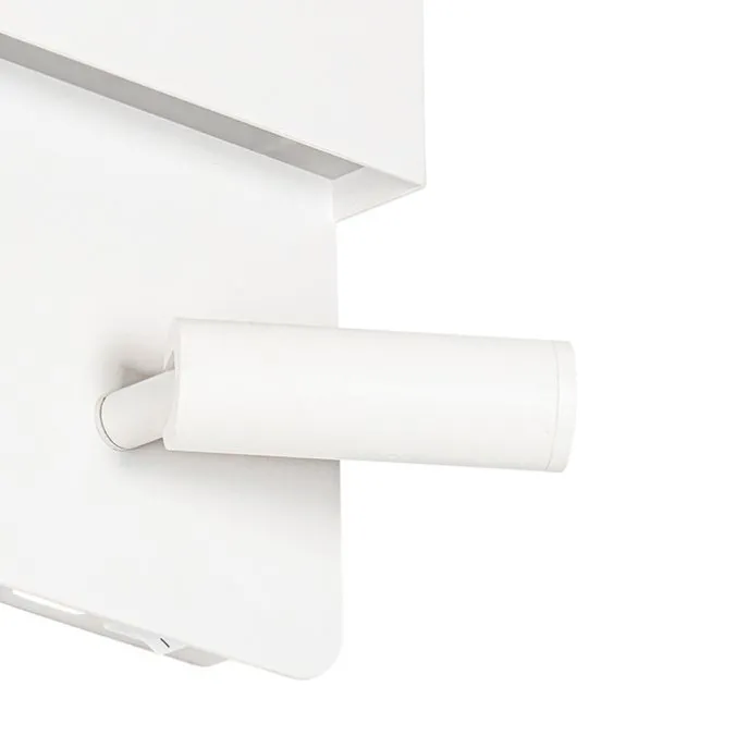 Moderne Wandleuchte weiß inkl. LED mit USB und Leselampe - Robin