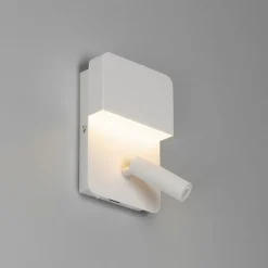 Moderne Wandleuchte weiß inkl. LED mit USB und Leselampe - Robin