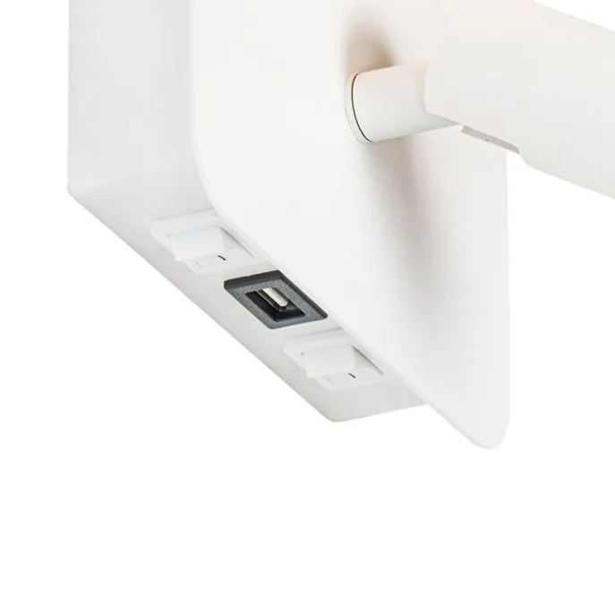 Moderne Wandleuchte weiß inkl. LED mit USB und Leselampe - Robin