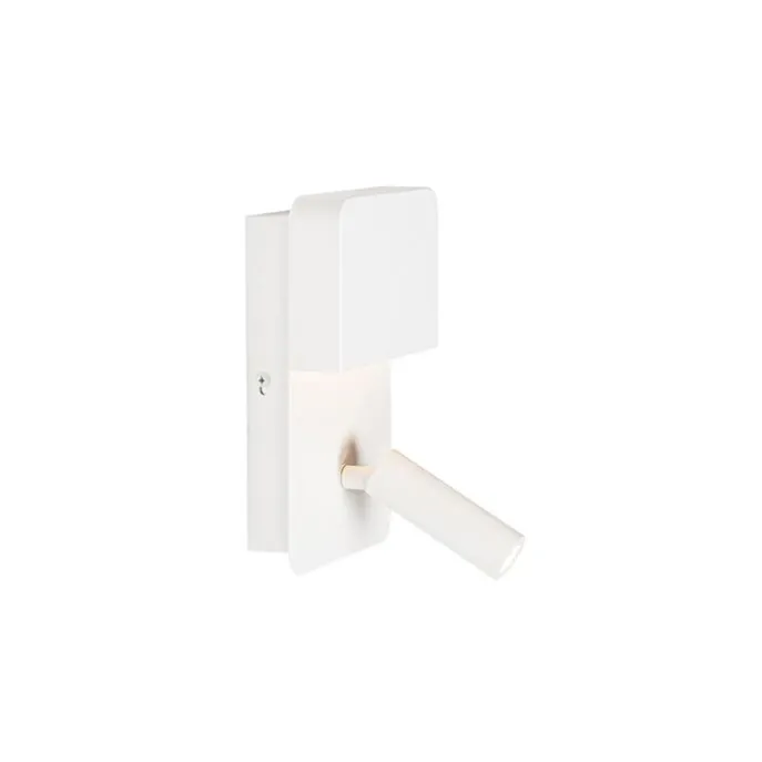 Moderne Wandleuchte weiß inkl. LED mit USB und Leselampe - Robin